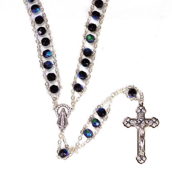 LADDER ROSARY - BLACK CRYSTAL BEAD