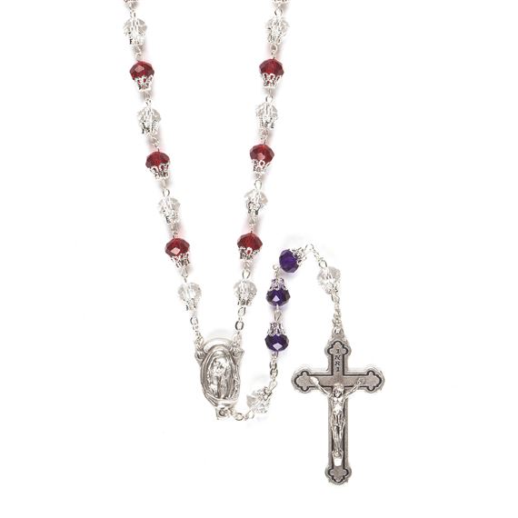 PATRIOTIC ROSARY WITH SACRED HEART & MARIAN CENTERPIECE