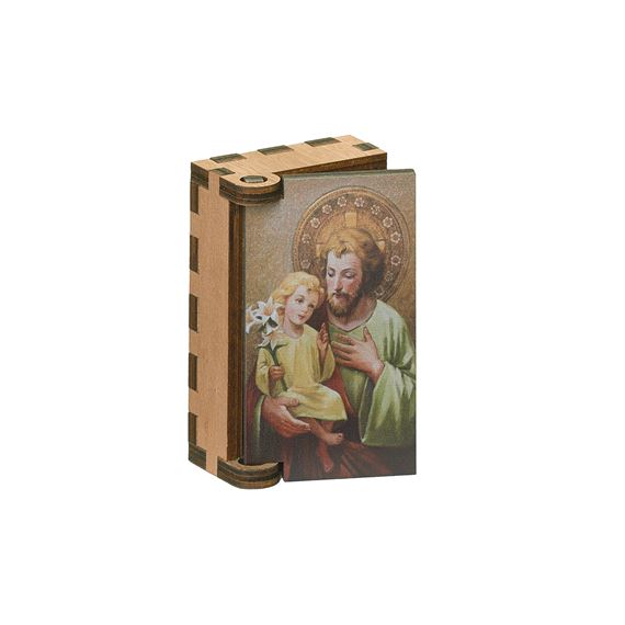 ST. JOSEPH WOODEN ROSARY BOX