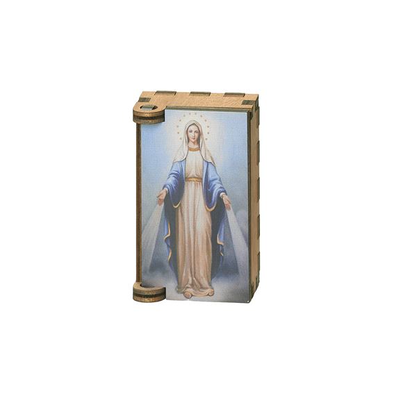 OUR LADY OF GRACE WOODEN ROSARY BOX