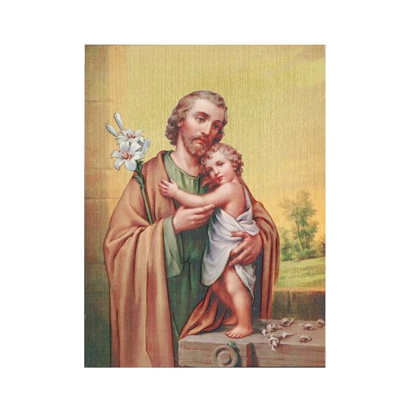 ST. JOSEPH GOLD EMBOSSED WOODEN PLAQUE