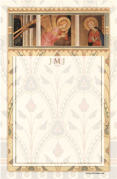 ANNUNCIATION STATIONERY - PACK OF 50 NOTE SHEETS  (5½” x 8½”)