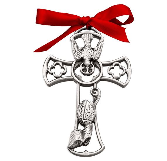 PEWTER CONFIRMATION CROSS WITH DOVE