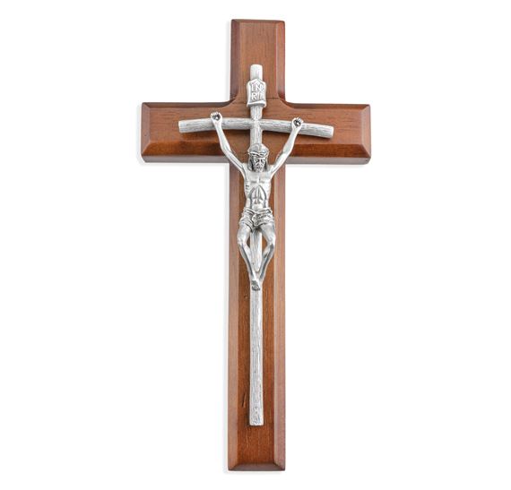 PAPAL CRUCIFIX ON 10" WOOD CROSS