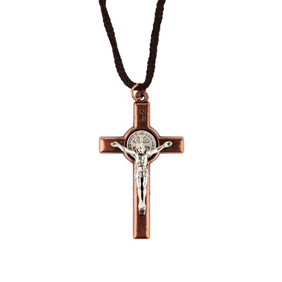ST. BENEDICT COPPER CRUCIFIX ON CORD