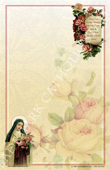 ST. THERESE STATIONERY - PACK OF 50 NOTE SHEETS  (5½” x 8½”)