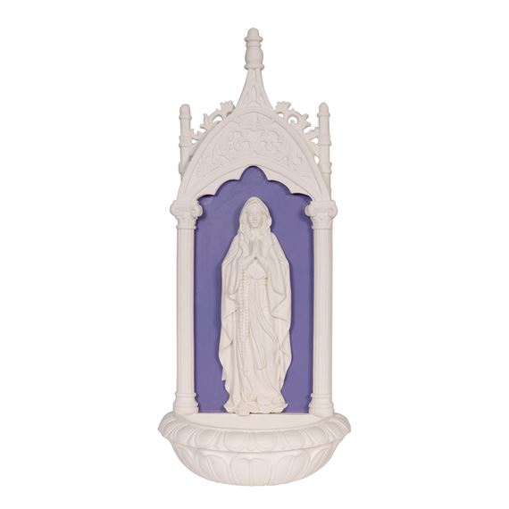 OUR LADY OF LOURDES GOTHIC STYLE HOLY WATER FONT