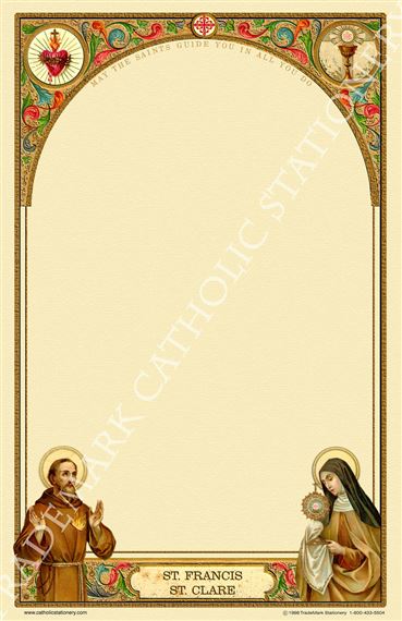 STS. FRANCIS & CLARE STATIONERY - PACK OF 50 NOTE SHEETS  (5½” x 8½”)