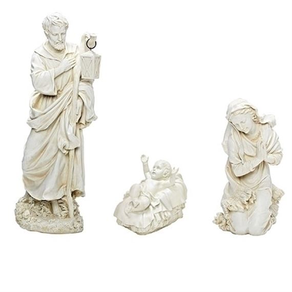WHITE OUTDOOR NATIVITY - 3-PIECE HOLY FAMILY SET - 27" SCALE