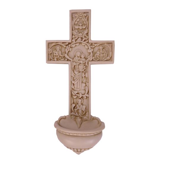 TRUE CHURCH CROSS HOLY WATER FONT - 12"