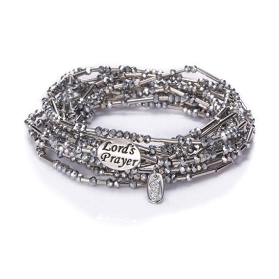 THE LORD'S PRAYER - MORSE CODE WRAP - SILVER BEADS