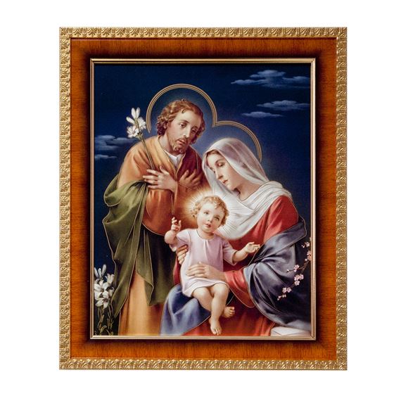 HOLY FAMILY IN  CHERRY FRAME - 10" X 12"