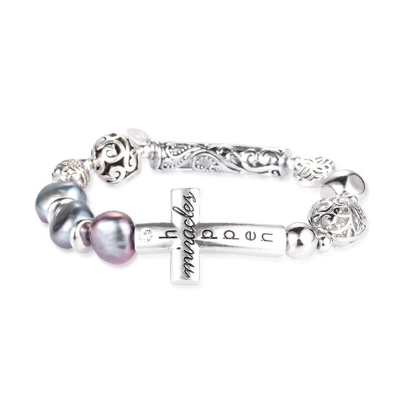 MIRACLES HAPPEN - NATURAL PEARL BRACELET - GRAY