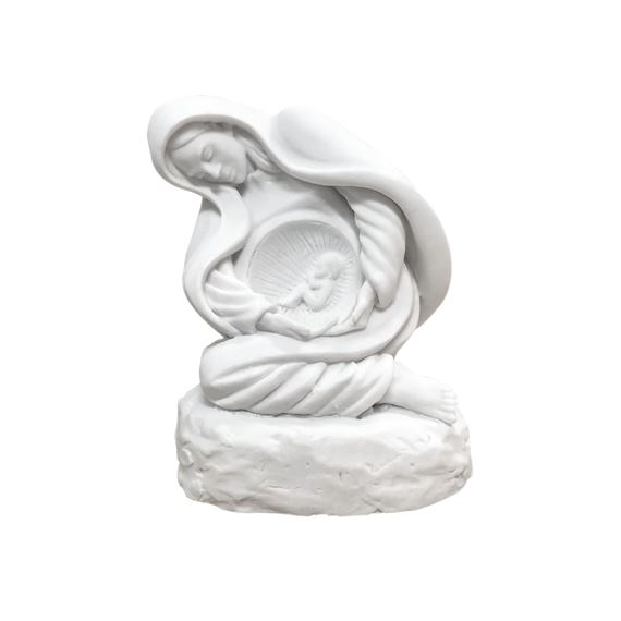 CAST ALABASTER MOTHER MARY & JESUS - NATIONAL LIFE MONUMENT STATUE - 2 3/4"
