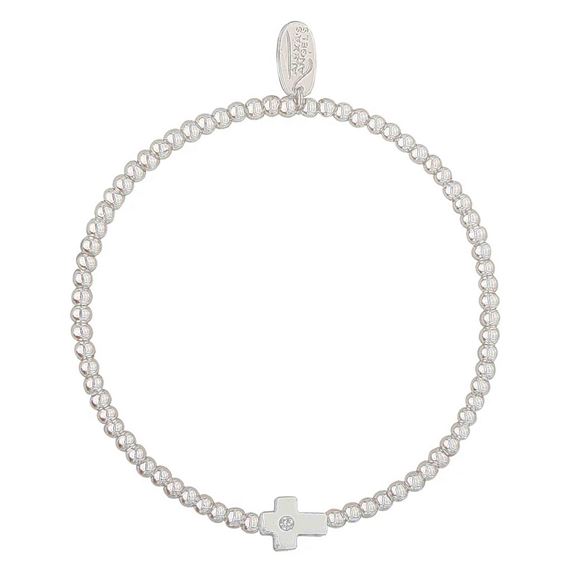 SILVER CROSS STRETCH BRACELET