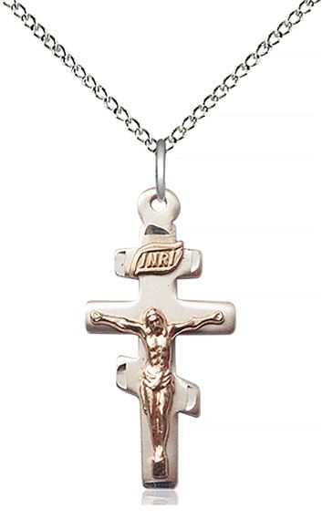 GF-SS GREEK CRUCIFIX PENDANT WITH CHAIN