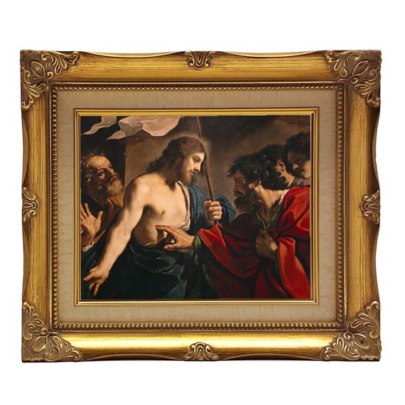 THE INCREDULITY OF ST. THOMAS FRAMED CANVAS - Giovanni Francesco Guercino - 14" x 12"