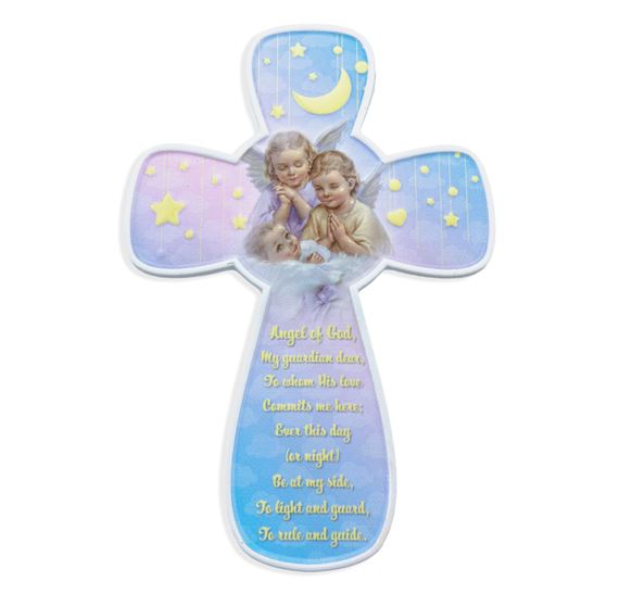 GUARDIAN ANGEL CROSS PLAQUE WITH PRAYER