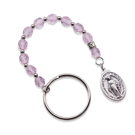 SINGLE DECADE ROSARY KEYCHAIN - PINK