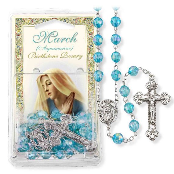 MARCH BIRTHSTONE ROSARY (AQUAMARINE)