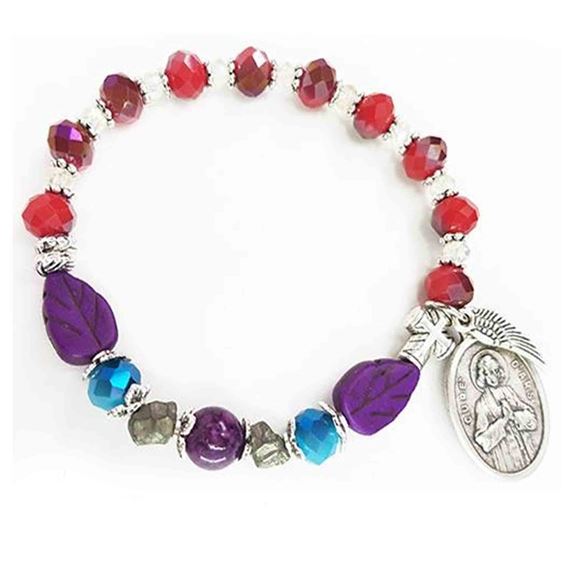 GENUINE GEMSTONE ST. JOHN VIANNEY (THE CURE OF ARS) - ROSARY BRACELET