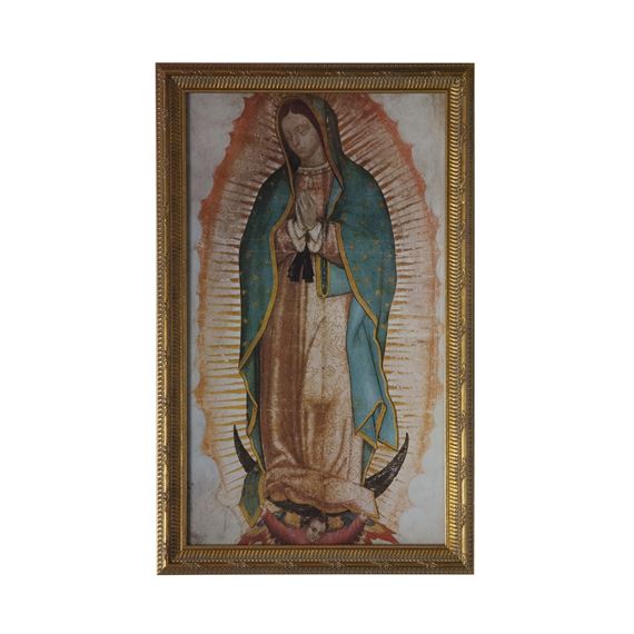 OUR LADY OF GUADALUPE WITH GOLD FRAME - 16 1/2" x 26 1/2"