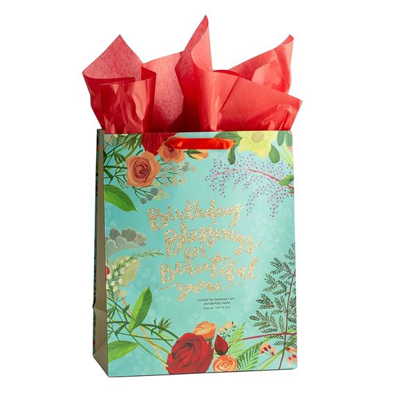 BIRTHDAY BLESSINGS FOR BEAUTIFUL YOU - GIFT BAG (WITH TISSUE PAPER)