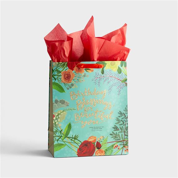 BIRTHDAY BLESSINGS FOR BEAUTIFUL YOU - GIFT BAG (WITH TISSUE PAPER)