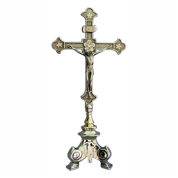 BRASS CRUCIFIX ON THREE POINT BASE