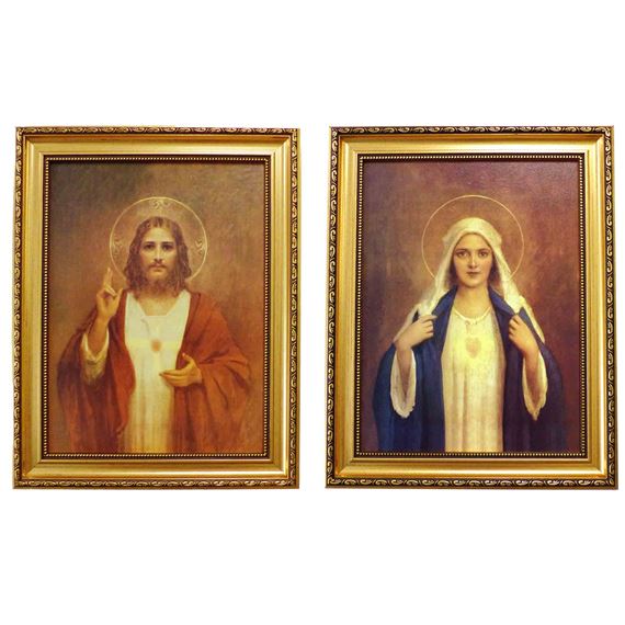 SACRED HEART & IMMACULATE HEART BY CHAMBERS - 15 1/2" X 19"