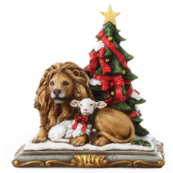 LION AND LAMB WITH CHRISTMAS TREE