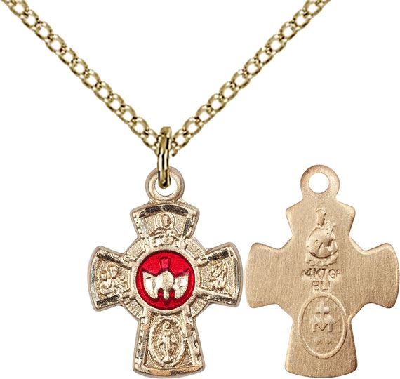 14KT GOLD FILLED 5-WAY PENDANT WITH CHAIN - 5/8" x 3/8"