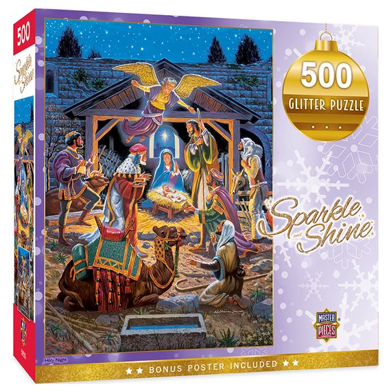 HOLY NIGHT 500-PIECE GLITTER PUZZLE