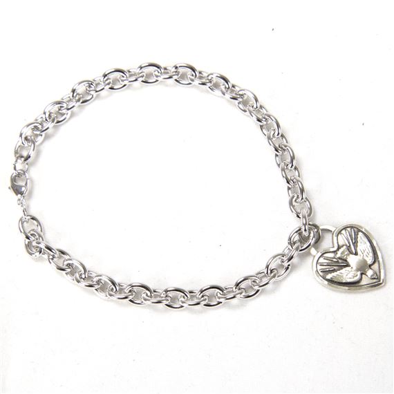STAINLESS STEEL CABLE BRACELET WITH STERLING SILVER HOLY SPIRIT MEDAL