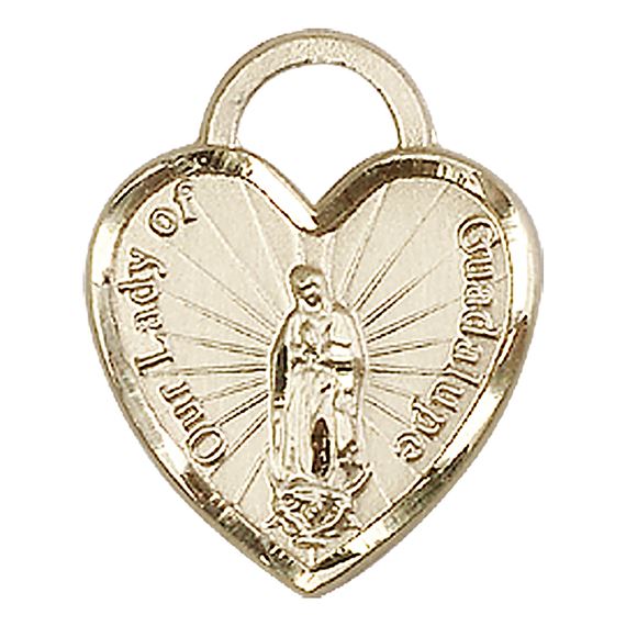 14KT GOLD O-L OF GUADALUPE HEART MEDAL