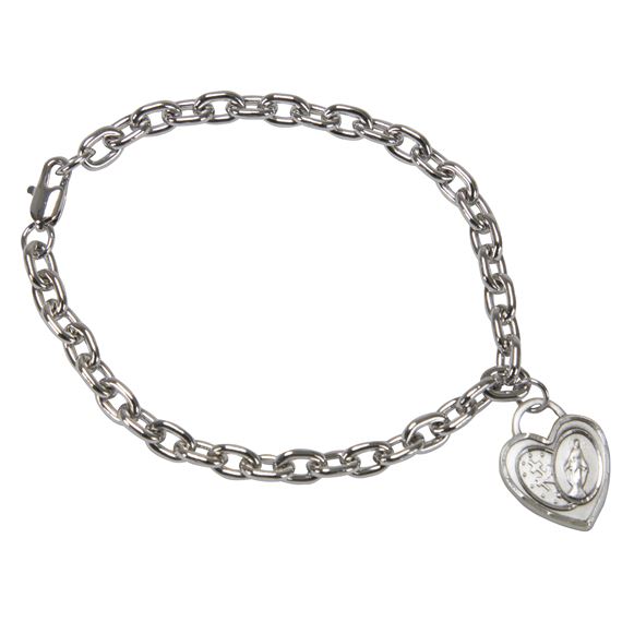 MIRACULOUS MEDAL HEART -  CABLE BRACELET