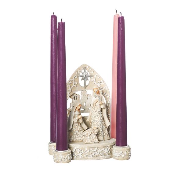 WINTER WHISPER HOLY FAMILY ADVENT CANDLE HOLDER