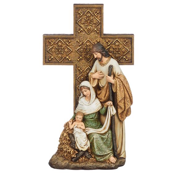 HOLY FAMILY WITH ORNATE CROSS