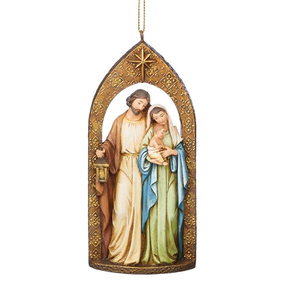 JEWEL TONE HOLY FAMILY ORNAMENT