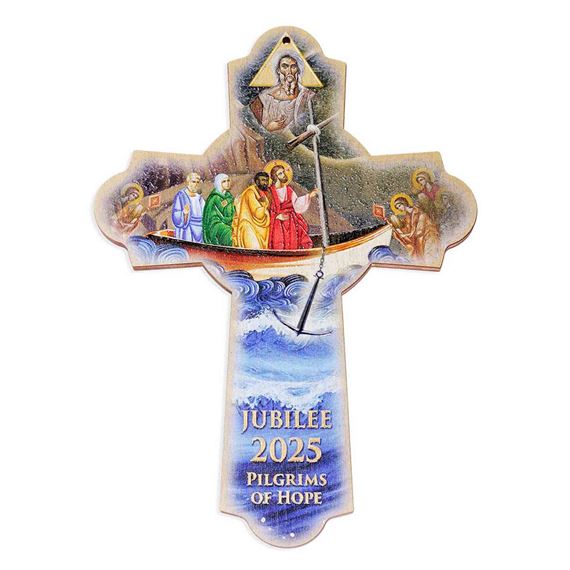 JUBILEE YEAR 2025 PILGRIMS OF HOPE WOODEN WALL CROSS - 6"