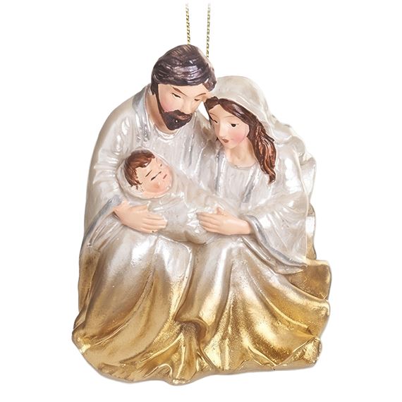 HOLY FAMILY WHITE AND GOLD OMBRE ORNAMENT