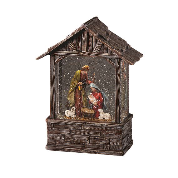 LIGHTED NATIVITY STABLE WITH MOVING GLITTER