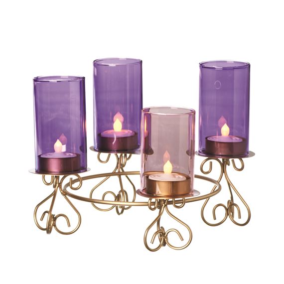 TEA-LIGHT ADVENT WREATH WITH GLASS FLUTES