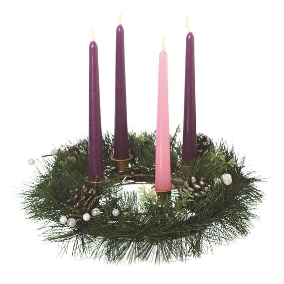 PINE ADVENT WREATH WITH SILVER DETAIL