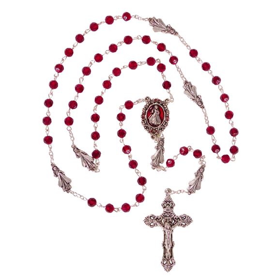 DIVINE MERCY ROSARY WITH RED ENAMELED CENTER