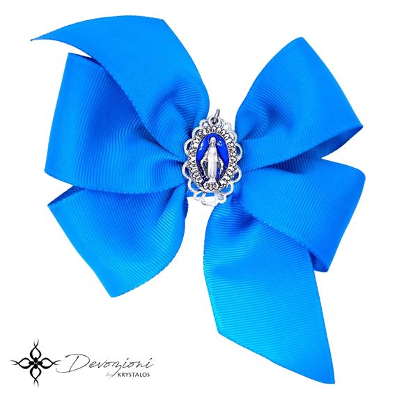 HAIR BOW WITH MIRACULOUS MEDAL - TURQUOISE