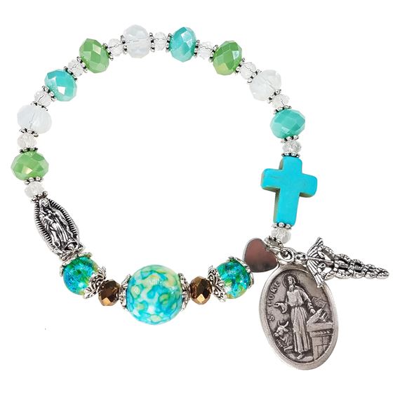 GENUINE GEMSTONE ST. LUKE - ROSARY BRACELET