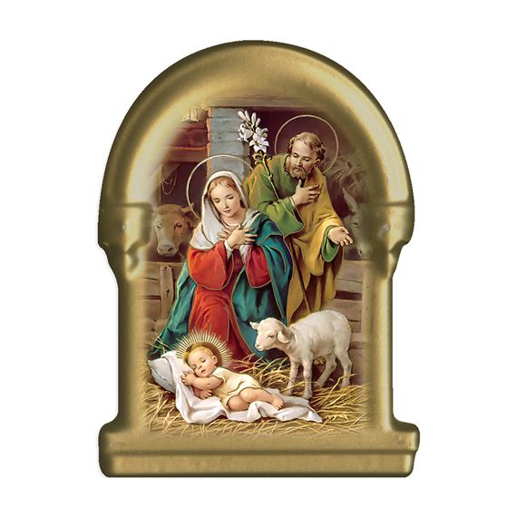 CHRISTMAS NATIVITY GOLDEN ARCH MAGNETIC PLAQUE