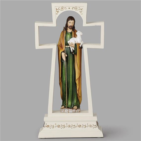 LED JESUS THE GOOD SHEPHERD CROSS - 9 3/4"