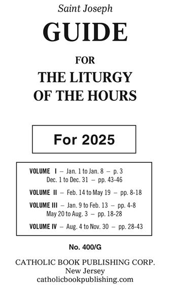 2025 GUIDE FOR 4-VOLUME LITURGY OF HOURS - REGULAR PRINT